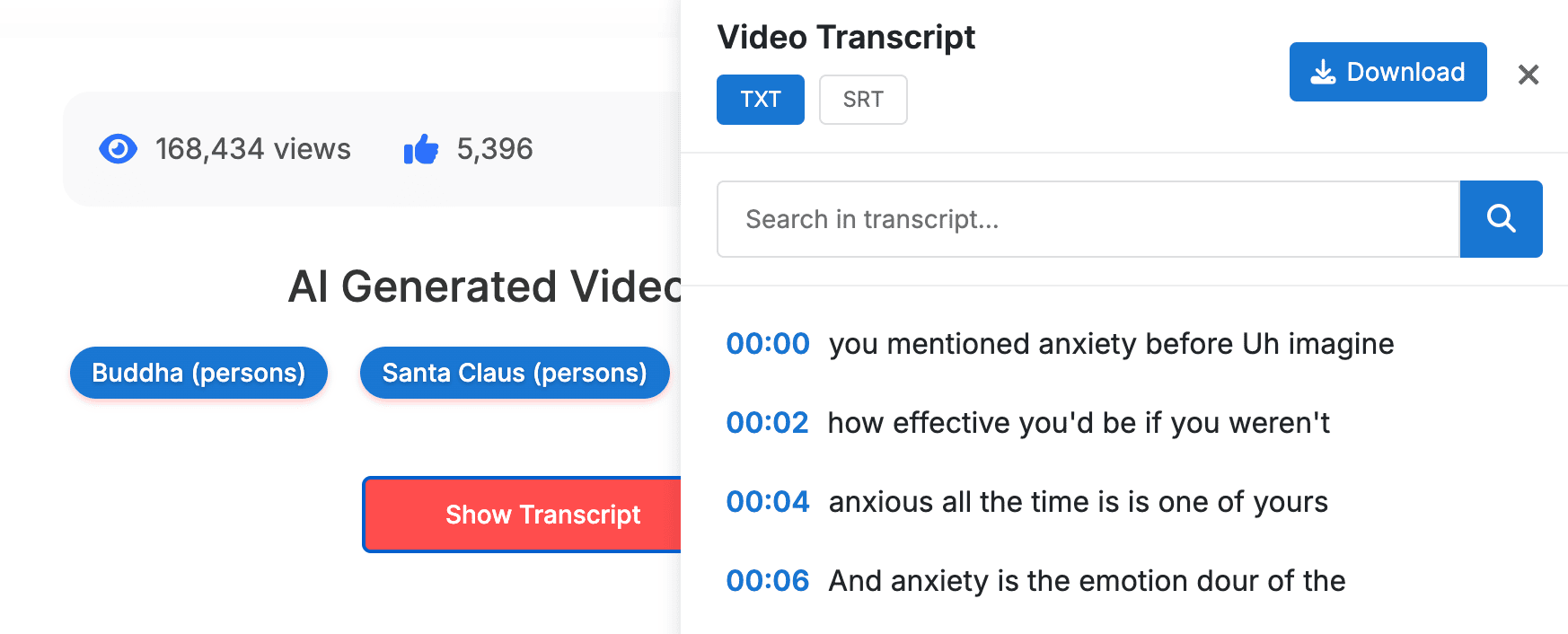 YouTube Transcript Download Options
