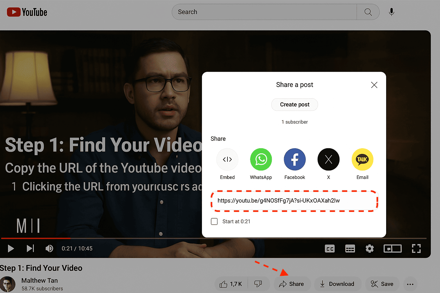 YouTube Share Button